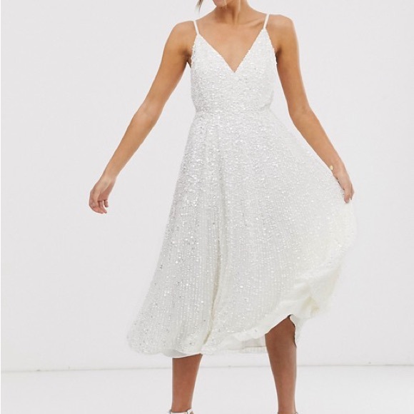 ASOS EDITION embellished cami midi wedding dress - Picture 1 of 5